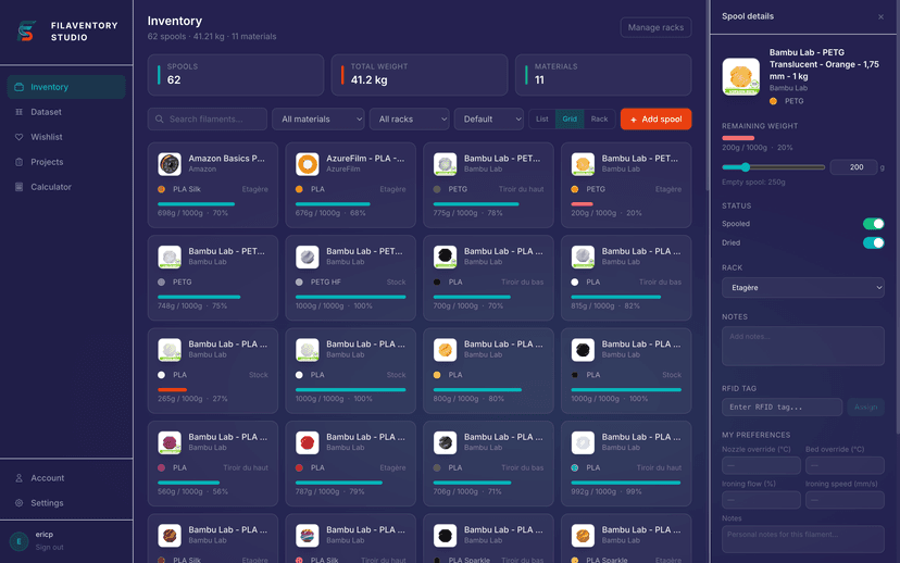 Filaventory screenshot 1